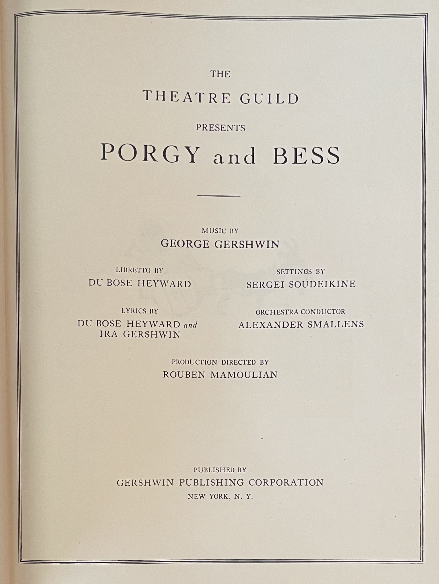 Gershwin, George - Porgy And Bess. [Piano/vocal Score].